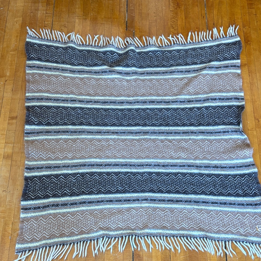 Cozy Striped Throw Blanket - Black, Brown, and Cream